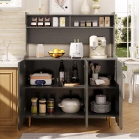 Aparador con Estante Abierto y Patas Doradas, Armario de Almacenamiento para Cocina y Comedor, 120x40x150,8 cm, Gris(m-5)