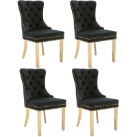 Schwarze Esszimmerstühle 4er set, Luxussamtstühle für Wohnzimmer und Küche, 51,5×65,5×95 cm