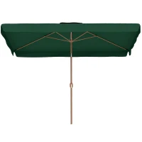 Outsunny Umbrelă de Grădină 2x3 m cu Deschidere cu Manivelă, Înclinabilă și Anti-UV 50+, Verde(m-10)