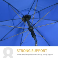 Outsunny Umbrela de Soare pentru Plaja, cu Tetiera, inclinare la 45° si Design in 2 Sectiuni, Ø180x209 cm, Albastru(m-6)