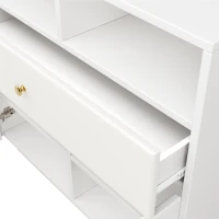 Buffet de cuisine avec portes vitrées, Casiers au design moderne, 100×40×90,5 cm, Blanc(m-9)