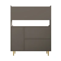 Aparador con Estante Abierto y Patas Doradas, Armario de Almacenamiento para Cocina y Comedor, 120x40x150,8 cm, Gris(m-10)