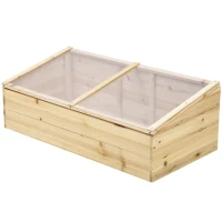 Outsunny Gewächshaus Holz Frühbeet Frühbeetkasten Treibhaus Garten & Pflanzkasten-System für Garten Balkon, 100 x 50 x 35 cm, Natur, Tanne, PC-Platte(m-15)