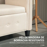 HOMCOM Banco de Pé de Cama de Linho com Dobradiças na Tampa Pés de Madeira e Apoio para os Braços 146,5x49x74,5 cm Bege(m-5)