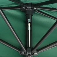 Outsunny 2.7m Garden Half Parasol, Outdoor Balcony Umbrella with 5 Steel Ribs, Patio Sun Shade, Green(m-10)