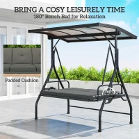 Outsunny Convertible Three-Seater Swing Bench Bed - Dark Grey(m-6)