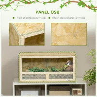 PawHut Terariu din Lemn pentru Reptile cu Uși Glisante din Sticlă și Panouri din Plasă, 60x29.5x29.5 cm, Lemn Natural(m-5)