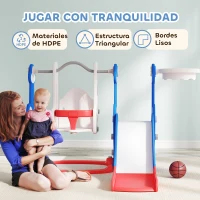 AIYAPLAY 4 en 1 Parque Infantil Interior para +18 Meses Conjunto con Trepador y Canasta con Temática de Cohete Multicolor(m-7)