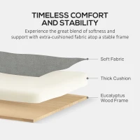 HOMCOM Canapea cu 2 Locuri, Brațe, Compartiment de Depozitare și 2 Perne, 140x72x82 cm, Gri(m-7)