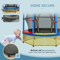 HOMCOM Trampolino Elastico per Bambini da 3 Anni Ø140cm con Rete di Protezione e Corde Bungee, Blu(m-8)
