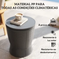 Outsunny Mesa Geladeira para Exterior 41L 3 em 1 Mesa Refrigeradora com Altura Ajustável 58-84 cm para Cubos de Gelo Ø49x58-84 cm Cinza(m-7)