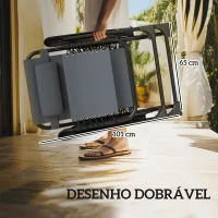 Outsunny Conjunto de 2 Espreguiçadeiras Jardim Dobráveis com Mesa Auxiliar Porta-Copos e Encosto Ajustável 90x65x110 cm Cinza(m-7)