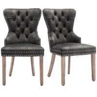 Juego de 2 Sillas de Comedor Tapizadas con Tachuelas Decorativas, 53,5x64x95 cm, Gris(m-1)