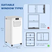 HOMCOM 8000 BTU Air Conditioning Unit, 3-in-1 Portable Air Conditioner, Dehumidifier, Cooling Fan with Remote Control, Digital Display, 2 Speeds, 24H Timer, Window Venting Kit, 18m²(m-3)