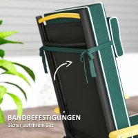 Outsunny Sitzkissen 120 x 47 x 9,5 cm wasserabweisend Stuhlkissen mit Bändern, Kopfstütze, UPF50+ Grün(m-7)