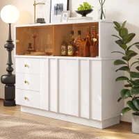 Anrichte Küchenschrank 120x95 cm mit Glastüren, Sideboard mit Regalen für Esszimmer und Wohnzimmer, weisser(m-4)