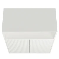 Buffet de rangement avec porte vitrée et éclairage LED, adapté à la cuisine et au salon, 210×35×90 cm, Blanc(m-10)