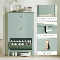 HOMCOM Modern Three-Drawer Shoe Cabinet - Green(m-7)