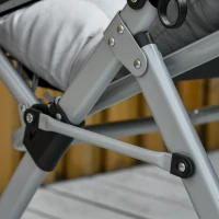 Outsunny 2pc Reclining Zero Gravity Sun Loungers ,Folding Chaise Lounge Chair with Cushions, Light Grey(m-12)