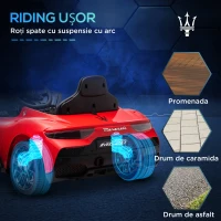 AIYAPLAY Mașină Electrică pentru Copii 3-6 Ani cu Telecomandă, Muzică, Claxon și Faruri LED, 105x65.5x42 cm, Roșu(m-7)