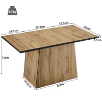 Küchentisch 130x80 cm, Modernes Design, Stabiler Esstisch für Küche und Wohnzimmer, Hellbraun(m-3)