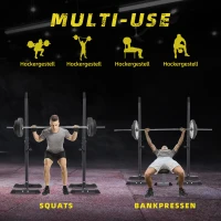 HOMCOM Stojaki na Sztangę, 2 szt., Nośność do 150 kg, Regulowana Wysokość, Stal, Czarny+Biały, 52 x 48 x 160 cm(m-5)