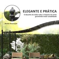 Outsunny Pérgola de Parede 591x298x200-253 cm Pérgola com Teto de Poliéster Impermeável e Estrutura Metálica  Creme(m-7)