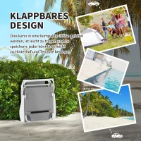 Outsunny Sonnenliege klappbar Gartenliege mit Kopfkissen, Liegestuhl mit 4-Fach verstellbare Rückenlehne bis 120 kg Hellgrau(m-6)
