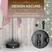 Outsunny Baza pentru Umbrela Rotunda din Plastic, pentru Stalpi de Ø32-38 mm, Ø38x21.5 cm, Negru(m-6)