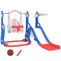 AIYAPLAY 4 en 1 Parque Infantil Interior para +18 Meses Conjunto con Trepador y Canasta con Temática de Cohete Multicolor