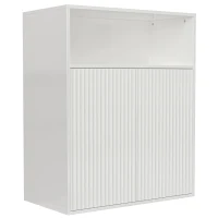 Buffet de rangement avec porte vitrée et éclairage LED, adapté à la cuisine et au salon, 210×35×90 cm, Blanc(m-8)