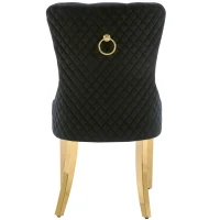 Ensemble de chaises de salle à manger 4 pièces, chaises rembourrées avec garniture à tête de clou, 51.5×65.5×95 cm, Noir(m-10)