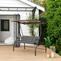 Outsunny Convertible Three-Seater Swing Bench Bed - Dark Grey(m-2)