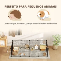 PawHut Recinto de Metal para Animais de Estimação Recinto Metálico com 12 Painéis para Pequenos Animais DIY 140x70x35 cm Preto(m-5)