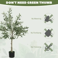 HOMCOM Plantă Artificială de Măslin cu 450 de Frunze, 20 de Măsline și Ghiveci Inclus, Ø15x120 cm, Verde(m-7)