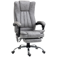 Vinsetto Office Chair with Massage and Heat, Microfibre Reclining Computer Desk Chair with Footrest and Adjustable Height, Swivel Wheels for Home Office, Grey