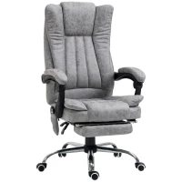 Vinsetto Office Chair with Massage and Heat, Microfibre Reclining Computer Desk Chair with Footrest and Adjustable Height, Swivel Wheels for Home Office, Grey(m-1)