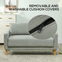 HOMCOM Canapea cu 2 Locuri, Brațe, Compartiment de Depozitare și 2 Perne, 140x72x82 cm, Gri(m-8)