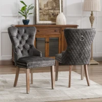 Juego de 2 Sillas de Comedor Tapizadas con Tachuelas Decorativas, 53,5x64x95 cm, Gris(m-4)