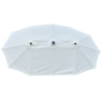 Outsunny Sonnenschirm mit LED Solar 4,5m Doppelsonnenschirm Gartenschirm Marktschirm Terrassenschirm Oval Schwarz+Cremeweiß(m-12)