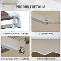 Outsunny Luifel aluminium luifel aluminium knikarmluifel 3 x 4 m zonwering balkon beige(m-8)