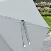 Outsunny Sonnenschirm mit LED Solar 4,5m Doppelsonnenschirm Gartenschirm Marktschirm Terrassenschirm Oval Hellgrau+Schwarz(m-10)