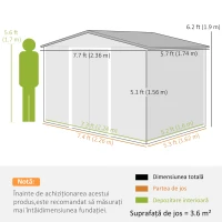 Outsunny Magazie de depositare Gradina cu 2 usi Glisante de ventilatie, Otel(m-3)