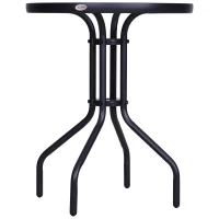Outsunny Gartentisch Balkontisch Bistrotisch Glastisch Beistelltisch Metall+Sicherheitsglas ∅60xH70cm(m-10)
