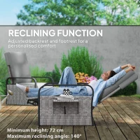 Outsunny 140° Reclining Rattan Armchair - Mixed Grey(m-4)