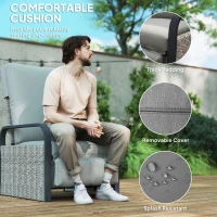 Outsunny 140° Reclining Rattan Armchair - Mixed Grey(m-6)