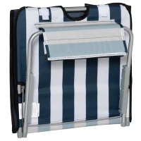 Outsunny Set of 2 Foldable Garden Beach Chair Mat Lightweight Outdoor Sun Lounger Seats Adjustable Back Metal Frame PE Fabric Head Pillow w/ Carry Bag, Blue(m-10)