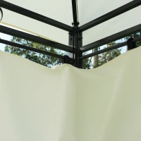 Outsunny Pavillon 3x4m Gartenpavillon mit 6 Seitenteilen Partyzelt Gartenzelt Festzelt mit Doppeldach Beige+Schwarz(m-9)