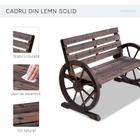 Outsunny Banca Country Fonta 127×60×85 cm – 2‑locuri cu Cotiere Rotative Neagra(m-5)