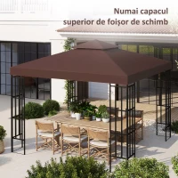 Outsunny Prelata de Schimb 3×3 m – Copertina UV Cafeniu 2‑Nivel pentru Foisor(m-10)